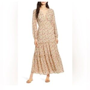 Lost + Wander Tiered Floral Smocked Midi Dress – Size S ( excellent condition )